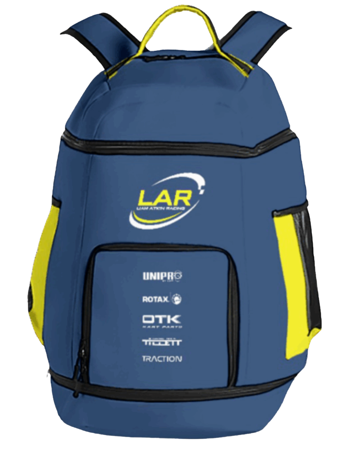 LAR team kit bag in blue and neon yellow