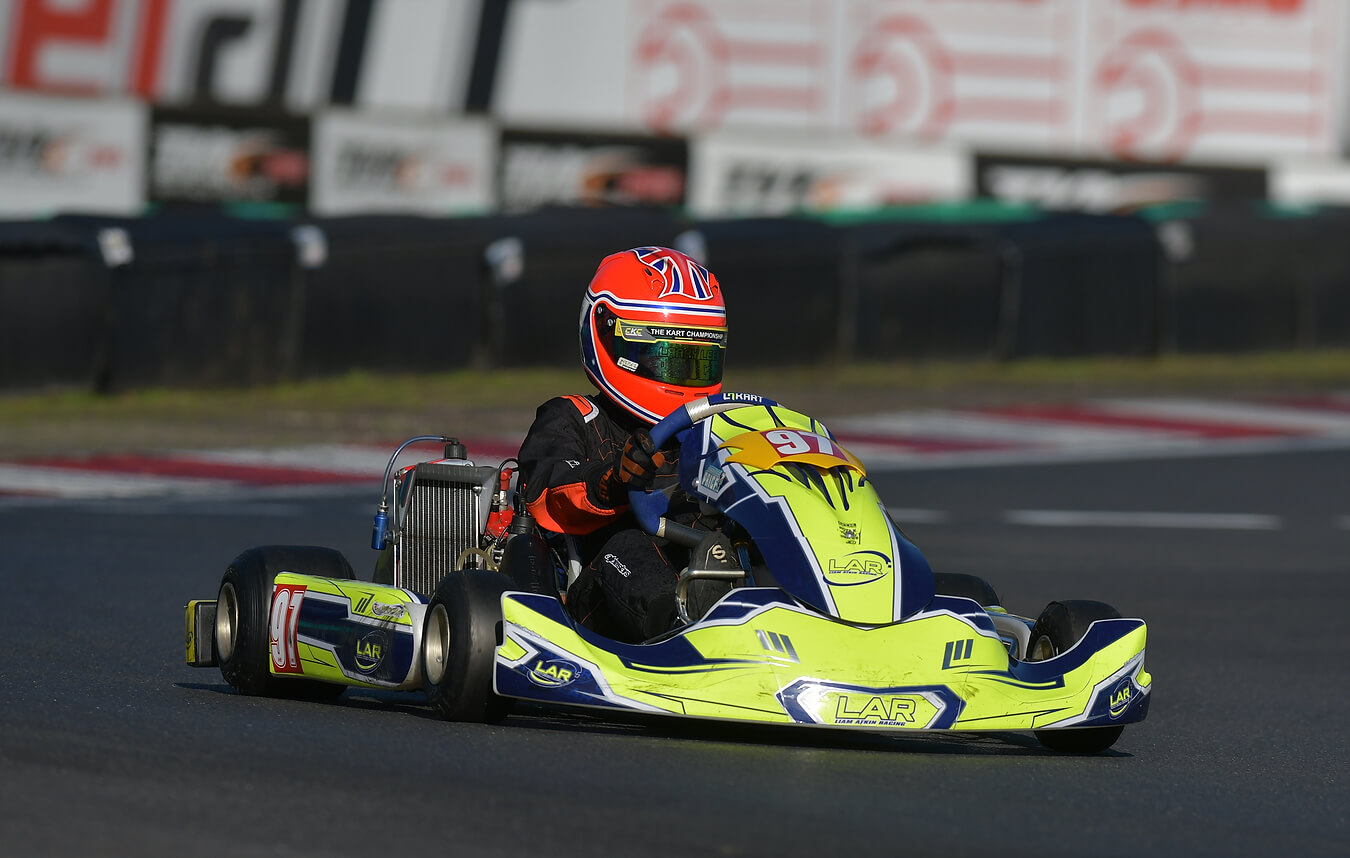 Junior Rotax kart driver at Liam Atkin Racing